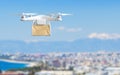 Technological shipment innovation - drone fast delivery concept Royalty Free Stock Photo