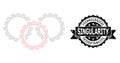 Grunge Technological Singularity Ribbon Stamp and Mesh 2D Gears