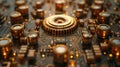 Technological Symphony: Metallic Pathways Dancing on a Computer Circuit Board