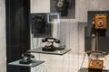 Technological Technical Museum named after Leonardo Da Vinci Department, exposition of the development of communication and teleco Royalty Free Stock Photo