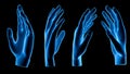 technological transparent set of hand or palm anatomy beautiful aesthetic pose - 3d illustration of hand set in x ray view from Royalty Free Stock Photo