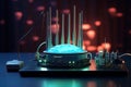 Technologically advanced Lan internet router. Generate Ai Royalty Free Stock Photo