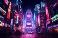 Technologically-advanced Neon city cyberpunk. Generate Ai Royalty Free Stock Photo