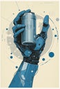 Futuristic Robotic Hand Holding a Beverage Can with Sci-Fi Design Royalty Free Stock Photo