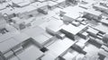 Technologically advanced white silver square background with shadows. Modern architecture backdrop with copy space