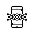 Black line icon for Technologies, automation and gear Royalty Free Stock Photo