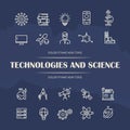 Technologies and science line icons set on grunge background Royalty Free Stock Photo