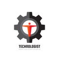 Technologist manager - vector business logo template concept illustration in flat style. Engineer people creative sign.