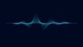 abstract blue digital equalizer. Dynamic wave of glowing points. abstract wave colorful isolated on dark background. Royalty Free Stock Photo