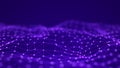 Technology abstract background. Big data visualization. Futuristic dynamic wave on blue background. 3D rendering Royalty Free Stock Photo