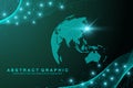 Technology abstract background with connected line and dots. Big data visualization. Artificial Intelligence and Machine