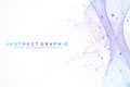 Technology abstract background with connected line and dots. Big data visualization. Artificial Intelligence and Machine
