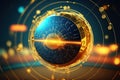 Technology abstract with shiny elements. HUD background with scientific and tech or data interface concept. Generated AI Royalty Free Stock Photo