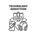 Technology addiction icon vector illustration