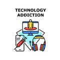 Technology addiction icon vector illustration