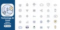 Technology AI Editable Stroke Vector Icon Bundle with Artificial Intelligence and Cloud Symbols Royalty Free Stock Photo