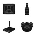 Technology, alcohol and or web icon in black style. animal, prison icons in set collection.