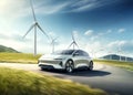 Technology automotive windmill modern industry electric electricity vehicle transportation eco energy car