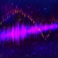 Technology background. Blue glowing data flow as binary numbers. Royalty Free Stock Photo