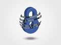 Technology Background. 3d lock surrounding by digits represents technology concept and security propose.