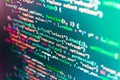 Technology background. Monitor closeup of function source code. WWW software development. Royalty Free Stock Photo