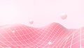 Technology background Wave and Pink Ball Concept inspiration space and connectivity business ideas on Red pastel background