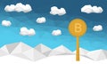 Bitcoin low poly background. Digital crypto currency. Royalty Free Stock Photo
