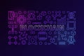 Technology banner made with block chain line icons