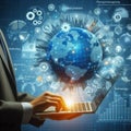 Technology big data.globalization and analytics management concepts.Generative ai