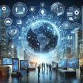 Technology big data.globalization and analytics management concepts.Generative ai