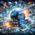 Technology big data.globalization and analytics management concepts.Generative ai