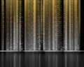 Technology Binary abstract background, matrix style, black color, falling numbers. Digital binary data flow dust on Royalty Free Stock Photo