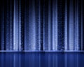 Technology Binary abstract background, matrix style, blue color, falling numbers. Digital binary data flow dust on Royalty Free Stock Photo