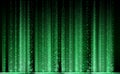 Technology Binary abstract background, matrix style, green color, falling numbers. Digital binary data flow dust on Royalty Free Stock Photo