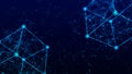 Technology block chain network connection. Big data visualization. Cyber security background. Cube, consisting of block. 3D