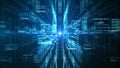 Technology blockchain data network with nodes and lines, Futuristic digital data network connection. Artificial intelligence