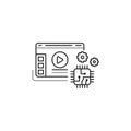 Technology blog web site black line icon. Overview technology and models gadgets and devices video streaming. Vlogging sign.
