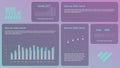 Technology business grid layout ui infographics template with graphs and charts.