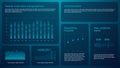 Technology business grid layout ui infographics template with graphs and charts.