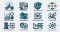 Technology And Business Icon Set Featuring Cloud Migration Cybersecurity Data Analytics And Digital Transformation Concepts Royalty Free Stock Photo