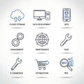 Technology and Business Outline Icons Set Royalty Free Stock Photo