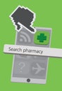 Technology Cell Phone Icons with Pharmacy Cross Illustration