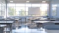 Technology Classroom With Abundant Desks and Chairs. Generative AI