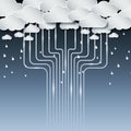 Technology cloud and rain unlimited Royalty Free Stock Photo