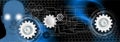 Technology cogs human computer Banner Background Supply. Royalty Free Stock Photo