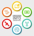 Technology and computer infographic template, icon set, miscellaneous vector icons such as chip, global network, antenna,