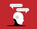 Binary Code System Speech Bubbles with Robot Head Artificial Intelligence Royalty Free Stock Photo