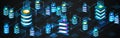 Technology concept for data center with server or hosting. Binary code structure. Big data stream. Abstract Isometric information Royalty Free Stock Photo