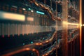 Technology concept of data flow. Data collecting and sorting in digital abstraction. Generated AI. Royalty Free Stock Photo
