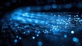 Fiber Optic Cables Glowing with Blue Light, Data Transmission, Futuristic Technology Royalty Free Stock Photo